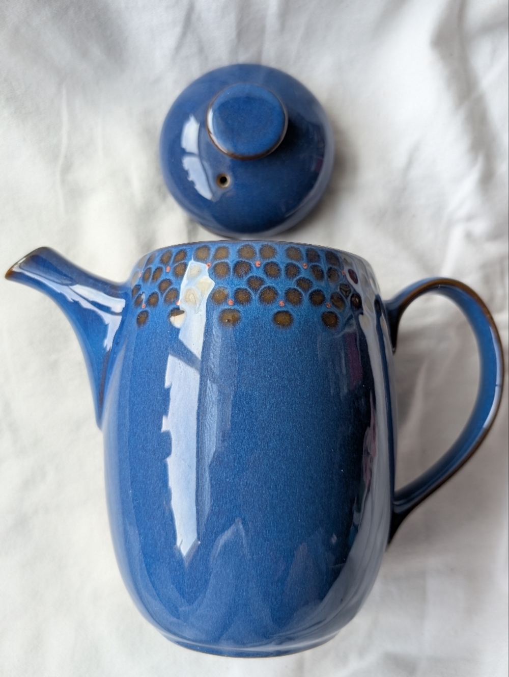 Denby England Midnight Blue Ceramic Coffee Pot Discontinued Vintage - Picture 16 of 16